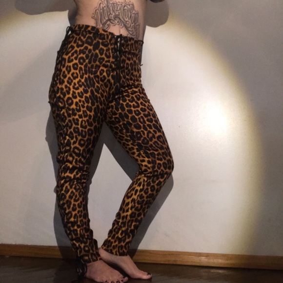 vintage 90s leopard print high rise tie side pants - Picture 2 of 2